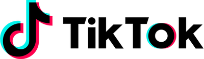 TikTok logo with colorful design on a light gray background